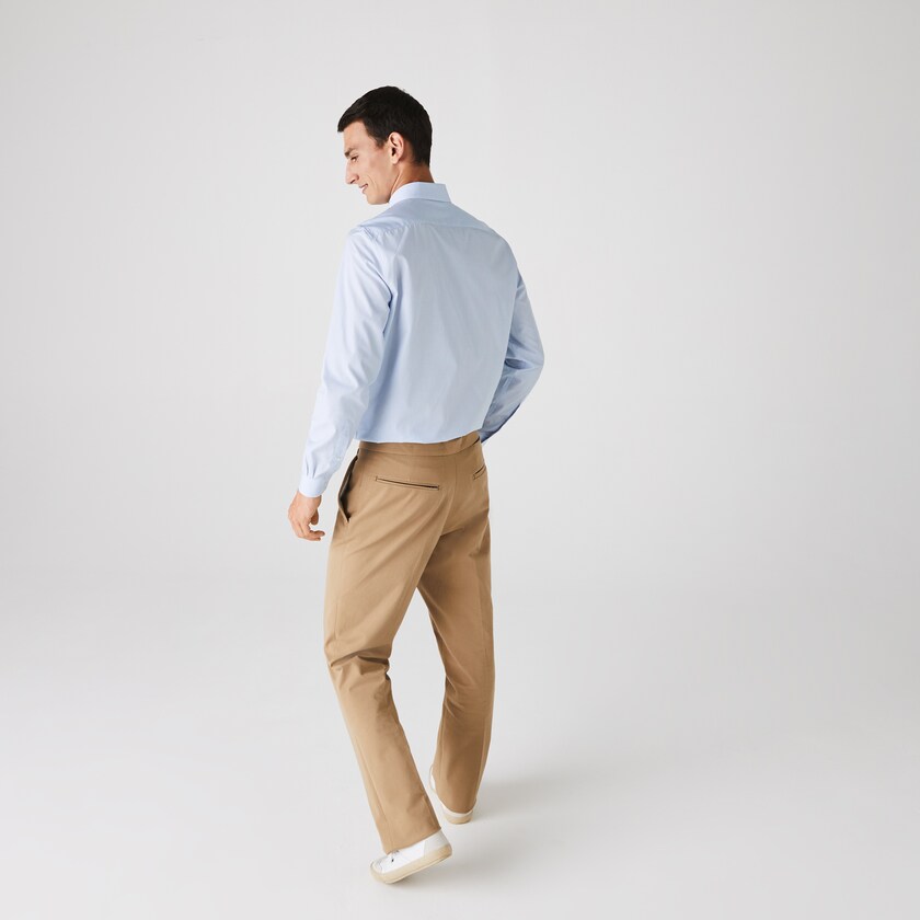 Men's Lacoste White / Blue Shirts Regular Fit Checkered Premium Cotton Poplin PV8-66506W9