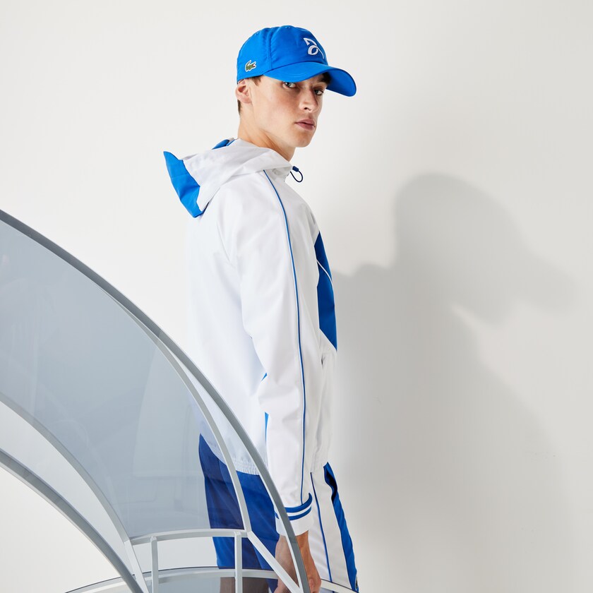 Men's Lacoste White / Blue Windbreaker SPORT x Novak Djokovic Lightweight FP8-84738E6