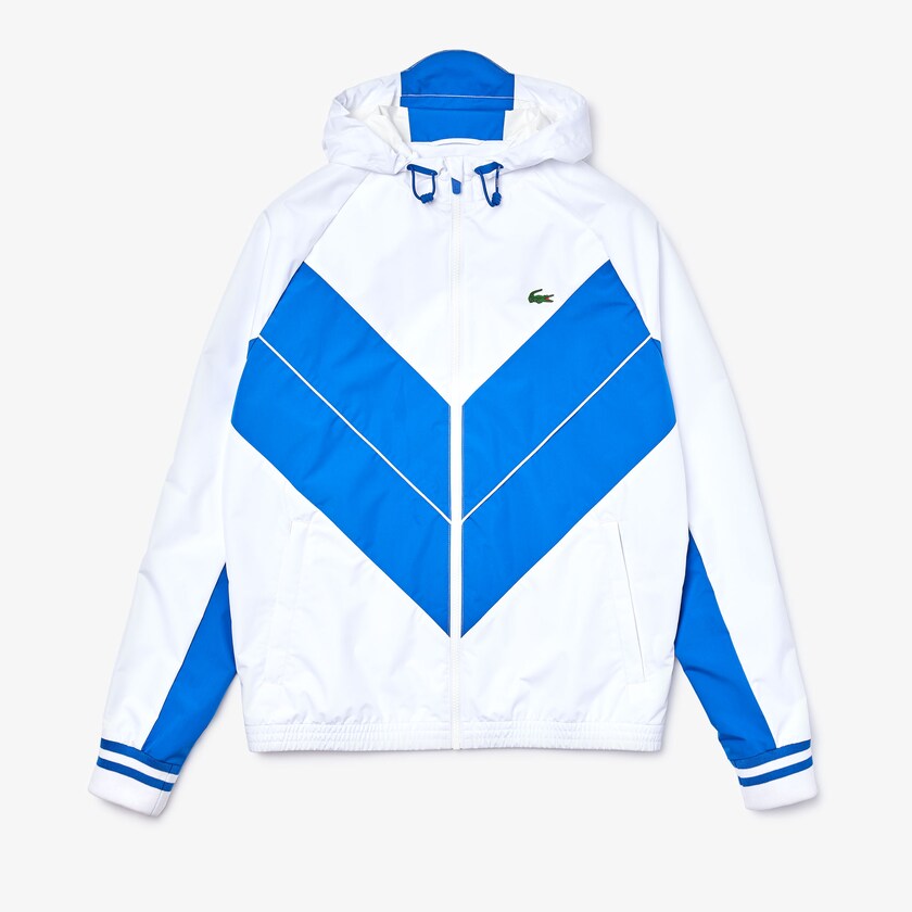 Men's Lacoste White / Blue Windbreaker SPORT x Novak Djokovic Lightweight FP8-84738E6