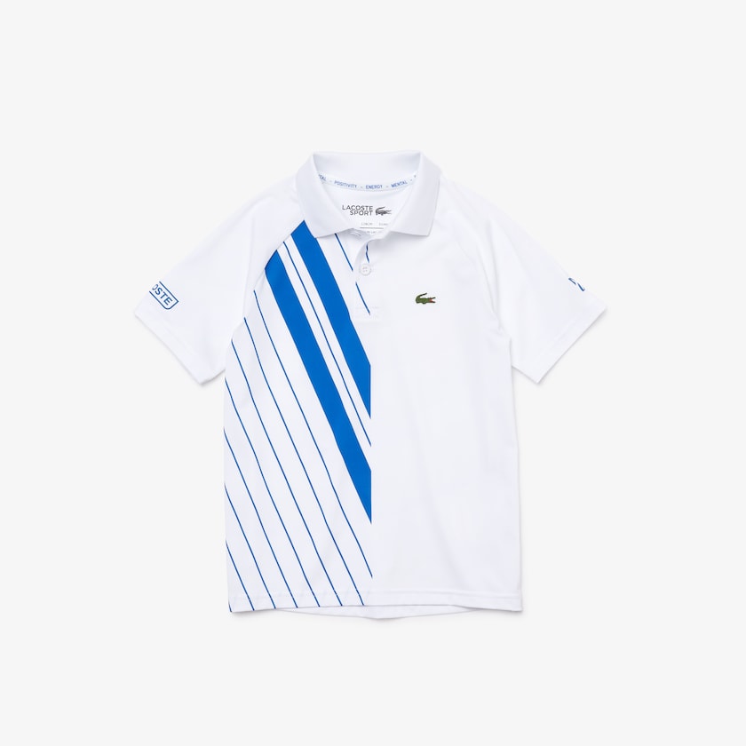 Kids' Lacoste White / Blue Polo Shirts SPORT x Novak Djokovic Breathable Stretch TI0-29502K3