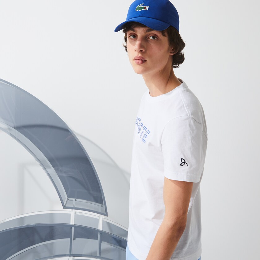 Men's Lacoste White / Blue T Shirts x Novak Djokovix Sport KB8-92139E2