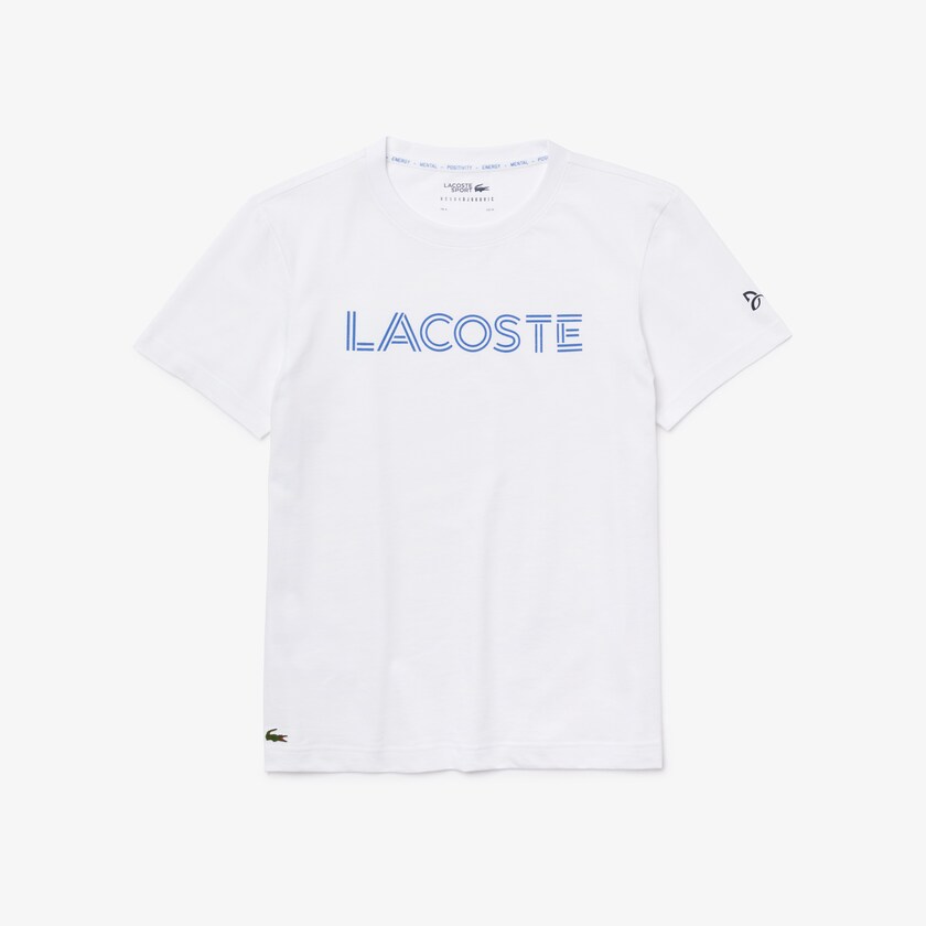 Men's Lacoste White / Blue T Shirts x Novak Djokovix Sport KB8-92139E2