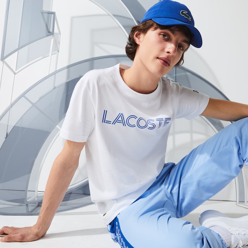 Men's Lacoste White / Blue T Shirts x Novak Djokovix Sport KB8-92139E2
