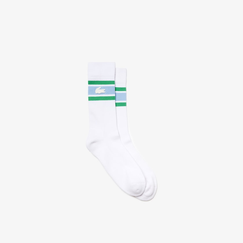 Men's Lacoste White / Blue / Green Socks LIVE Striped Stretch-Cotton IJ8-89158Y0