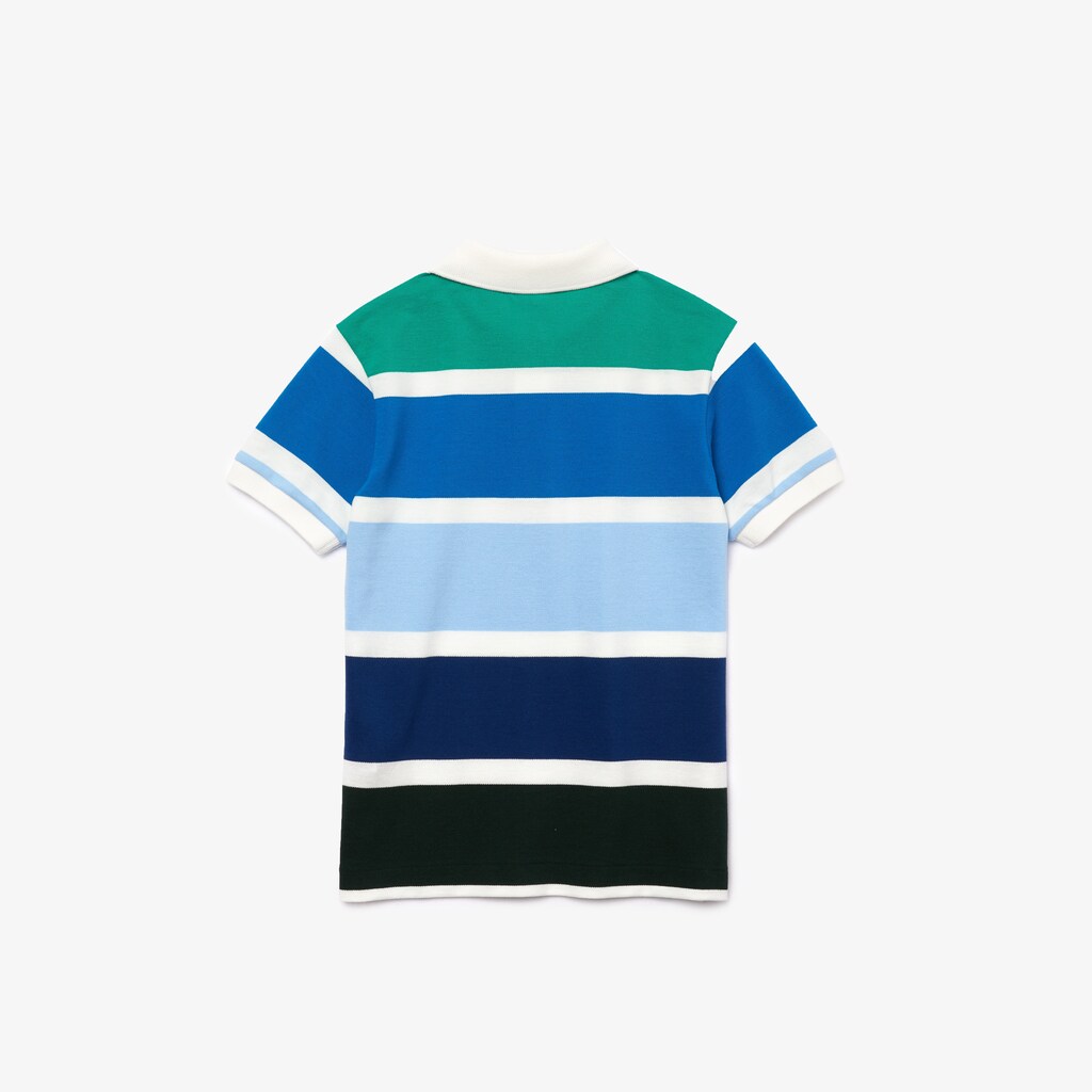 Kids' Lacoste White / Blue / Green Polo Shirts Multicolor Striped Cotton Piqué RR0-09360H8