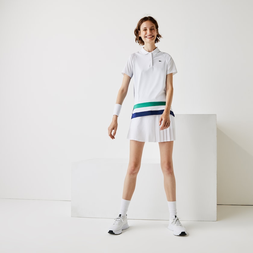 Women's Lacoste White / Blue / Green / Black Polo Shirts SPORT Breathable Stretch Tennis KT8-94139C4