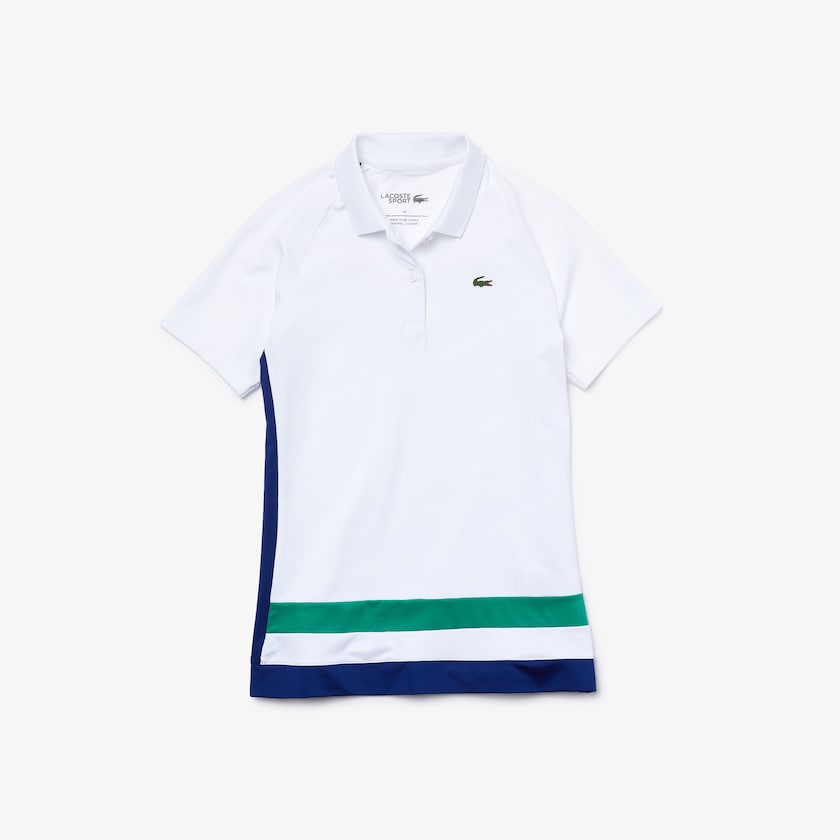 Women's Lacoste White / Blue / Green / Black Polo Shirts SPORT Breathable Stretch Tennis KT8-94139C4