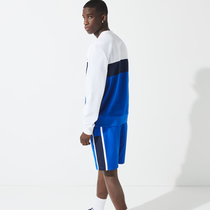 Men's Lacoste White / Blue / Navy Blue / White Sweatshirts SPORT Resistant Colorblock Piqué PX1-31723I5