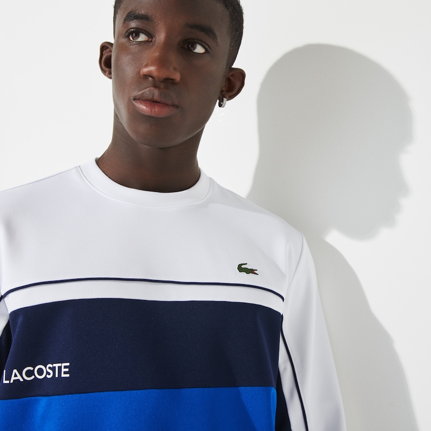 Men's Lacoste White / Blue / Navy Blue / White Sweatshirts SPORT Resistant Colorblock Piqué PX1-31723I5