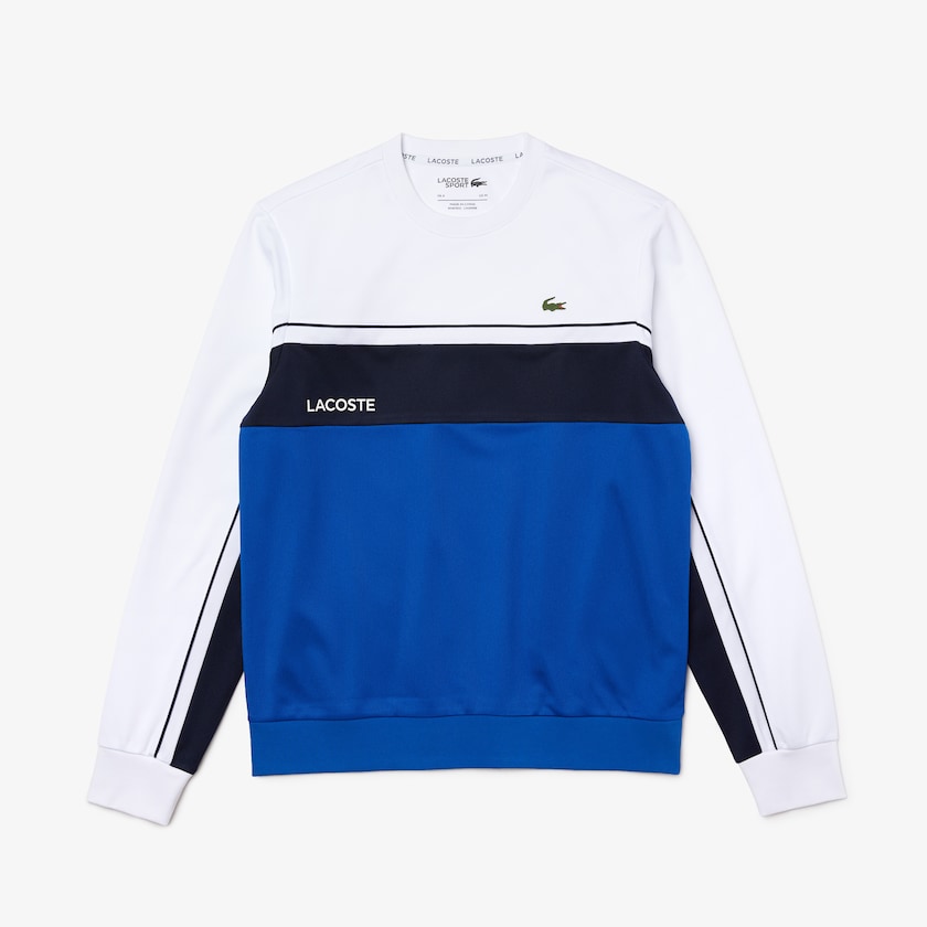 Men's Lacoste White / Blue / Navy Blue / White Sweatshirts SPORT Resistant Colorblock Piqué PX1-31723I5