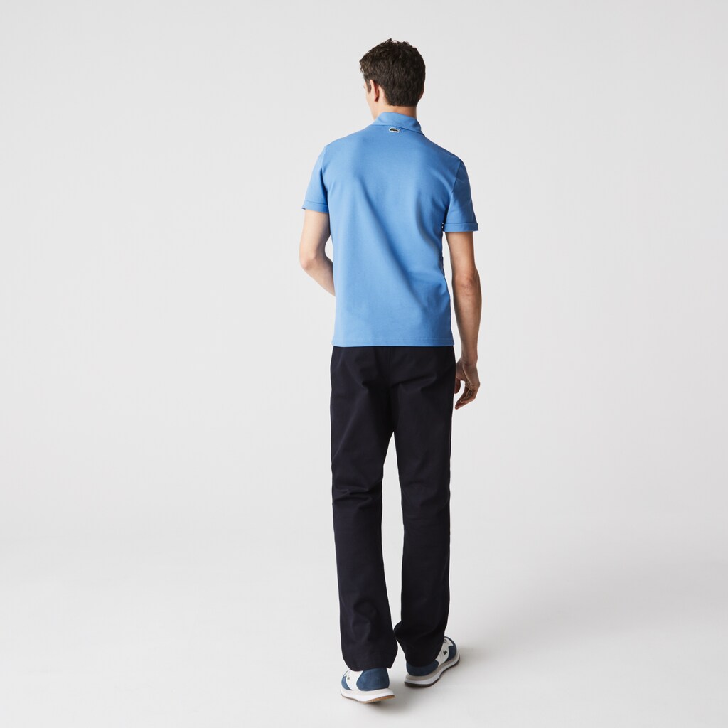 Men's Lacoste White / Blue / White Polo Shirts Heritage Slim Fit Stretch Cotton Piqué IC8-29022A3