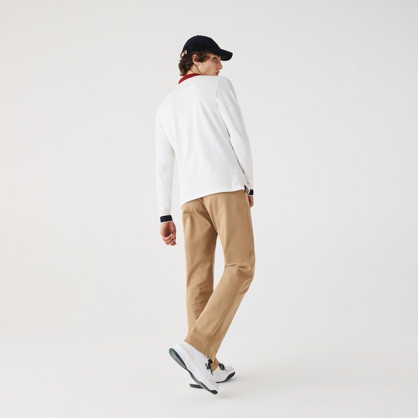 Men's Lacoste White / Dark Red / Navy Blue Shirts Regular Fit Made in France Polo SZ3-53975H1