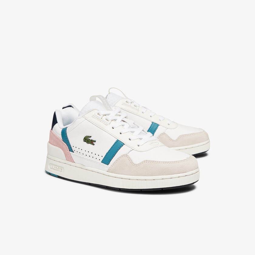 Women's Lacoste White / Dark Turquoise Sneakers T-Clip Leather and Synthetic FR3-22662F7