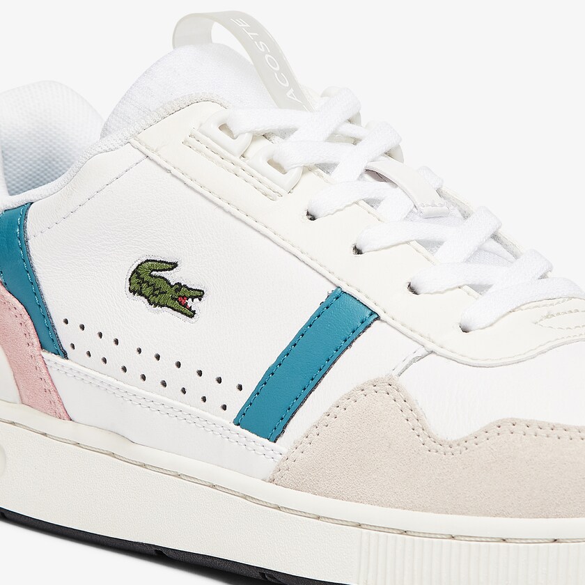 Women's Lacoste White / Dark Turquoise Sneakers T-Clip Leather and Synthetic FR3-22662F7