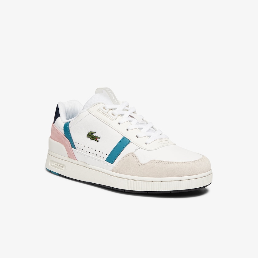Women's Lacoste White / Dark Turquoise Sneakers T-Clip Leather and Synthetic FR3-22662F7