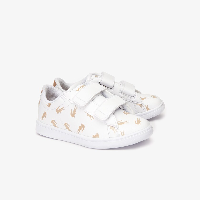 Kids' Lacoste White / Gold Sneakers Carnaby Evo Synthetic with Multi-Croc Prints YH2-53195Q8
