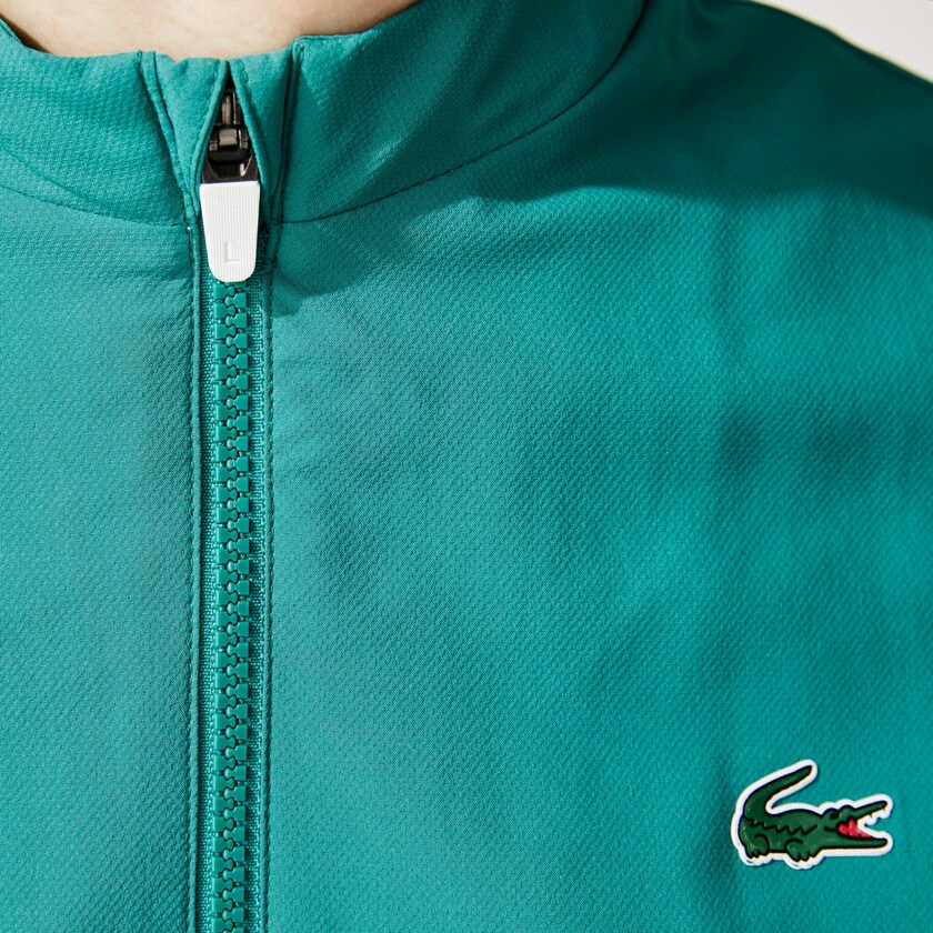 Men's Lacoste White / Green Jackets SPORT x Novak Djokovic Colorblock Zip YW1-09590P7