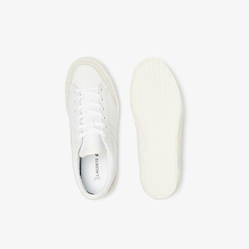 Women's Lacoste White / Grey Sneakers Coupole Leather Textured OU9-39543F7