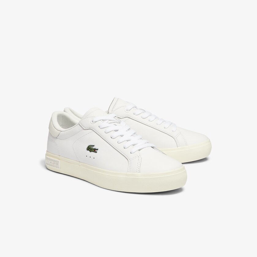 Women's Lacoste White / Grey Sneakers Powercourt Leather Popped Heal OA8-78977V0