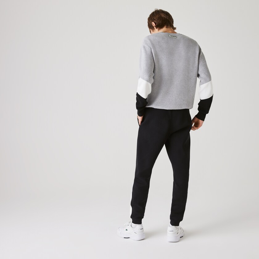 Men's Lacoste White / Grey / Black Pants Colorblock Piqué Fleece Jogging OR5-97059P2