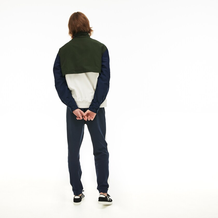 Men's Lacoste White / Khaki Green / Navy Blue Jackets Water-Resistant Full-Zip RS4-54735B6