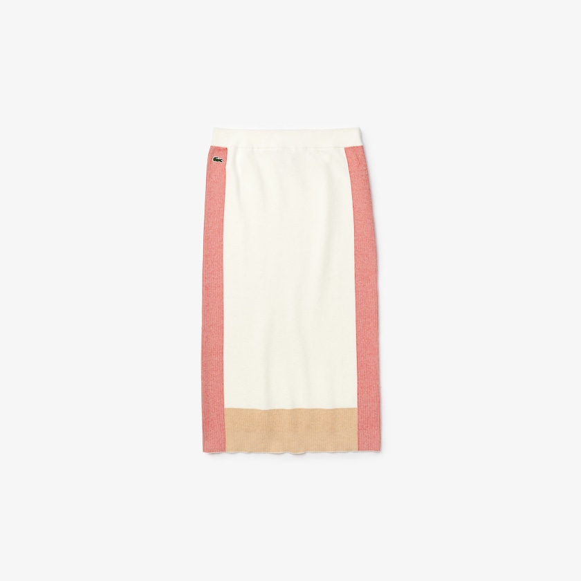 Women's Lacoste White / Light Brown / Red Skirts Colorblock Pencil TR4-49854I4