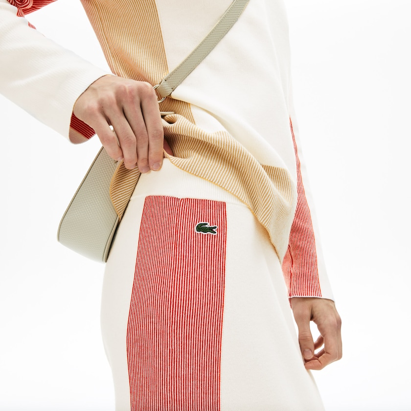 Women's Lacoste White / Light Brown / Red Skirts Colorblock Pencil TR4-49854I4