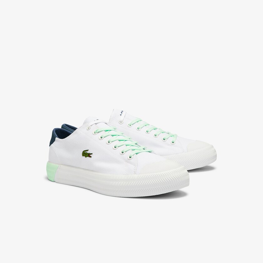 Men's Lacoste White / Light Green Plimsolls Gripshot Canvas and Leather CU3-76347L2