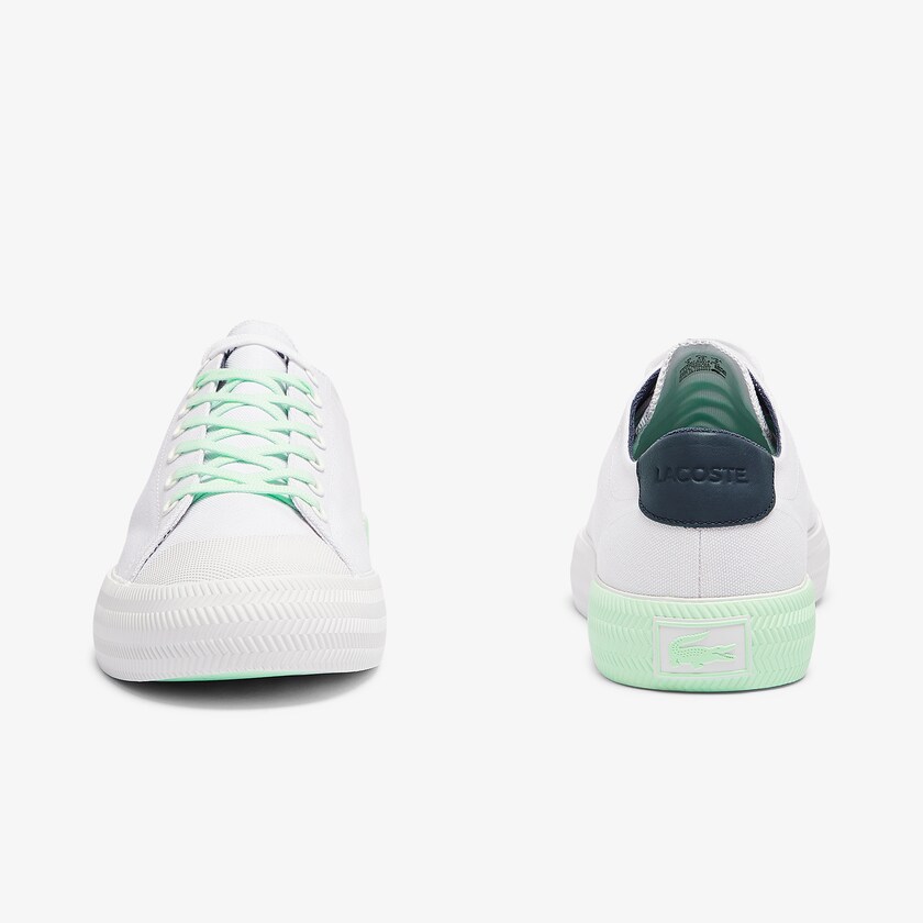 Men's Lacoste White / Light Green Plimsolls Gripshot Canvas and Leather CU3-76347L2