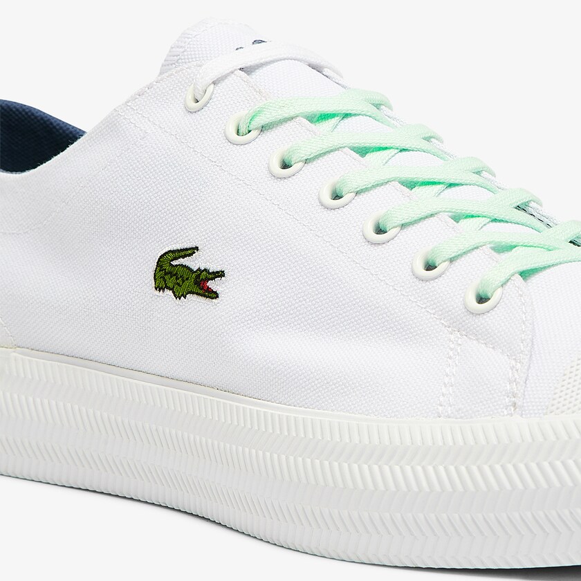 Men's Lacoste White / Light Green Plimsolls Gripshot Canvas and Leather CU3-76347L2