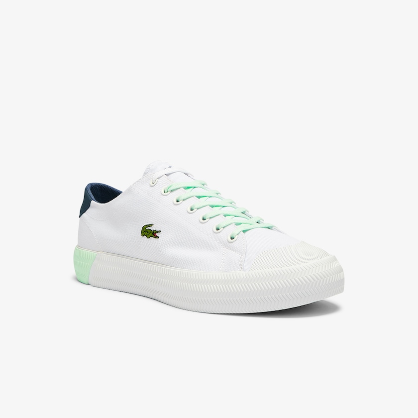 Men's Lacoste White / Light Green Plimsolls Gripshot Canvas and Leather CU3-76347L2