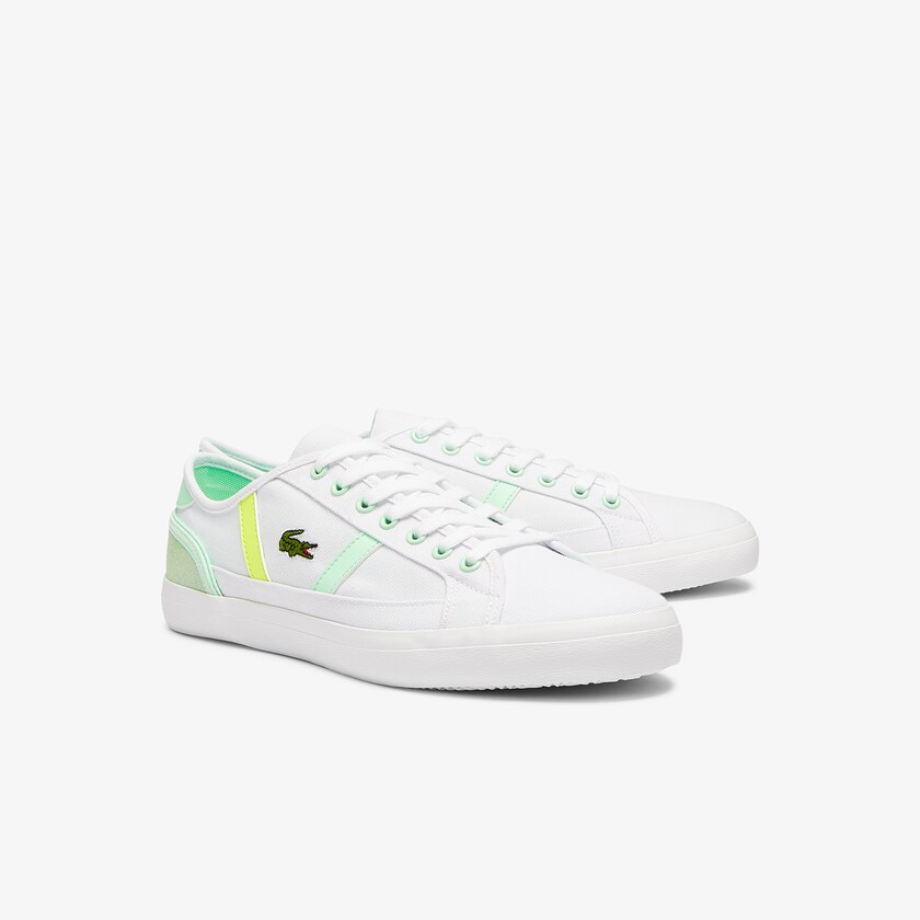 Men's Lacoste White / Light Green Sneakers Sideline Canvas QQ3-93569L5