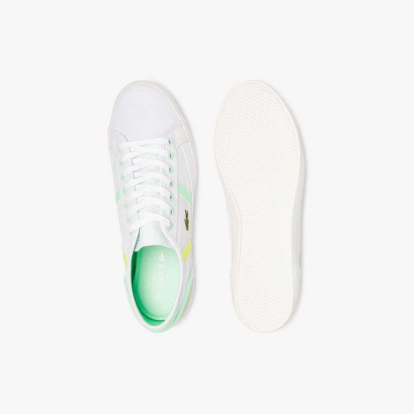 Men's Lacoste White / Light Green Sneakers Sideline Canvas QQ3-93569L5
