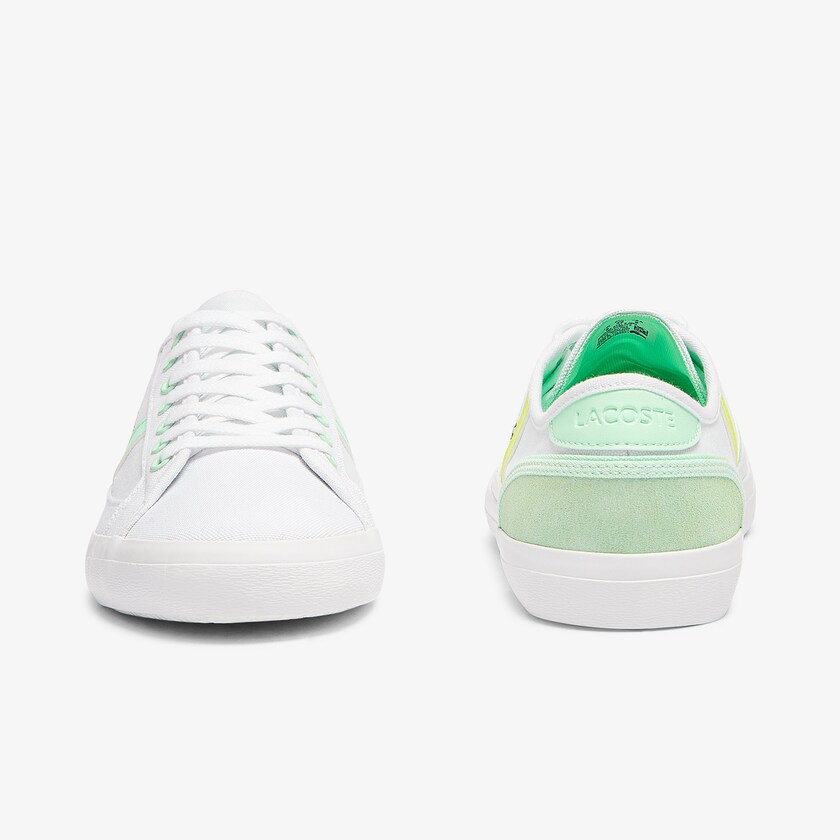 Men's Lacoste White / Light Green Sneakers Sideline Canvas QQ3-93569L5