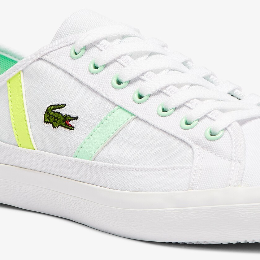 Men's Lacoste White / Light Green Sneakers Sideline Canvas QQ3-93569L5