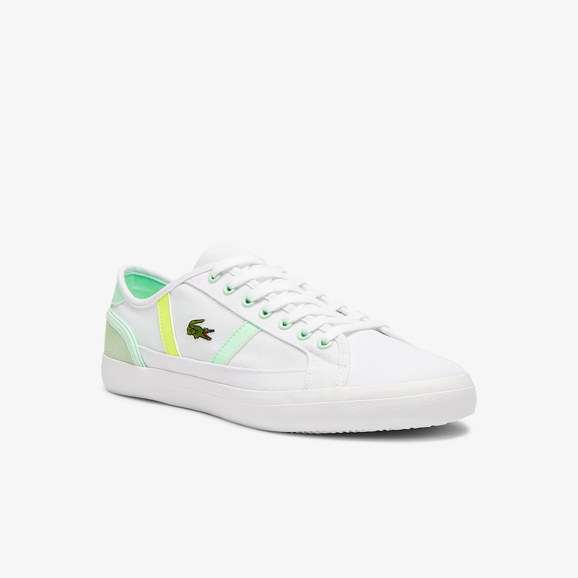 Men's Lacoste White / Light Green Sneakers Sideline Canvas QQ3-93569L5