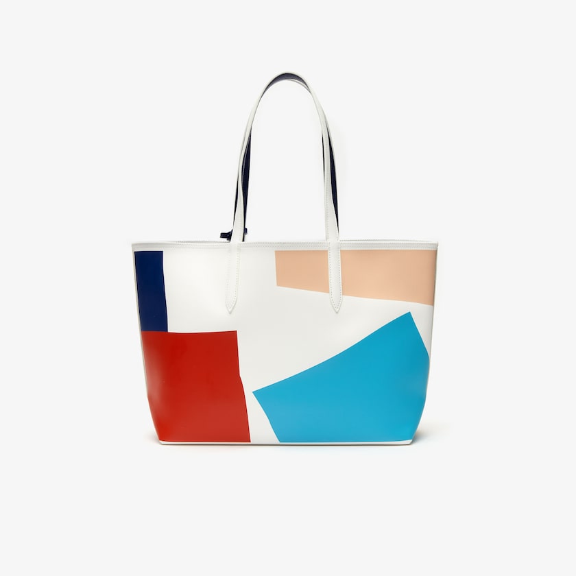 Women's Lacoste White / Navy Blue Tote Bags Anna Removable Pouch Coloured Design RR8-43844J5