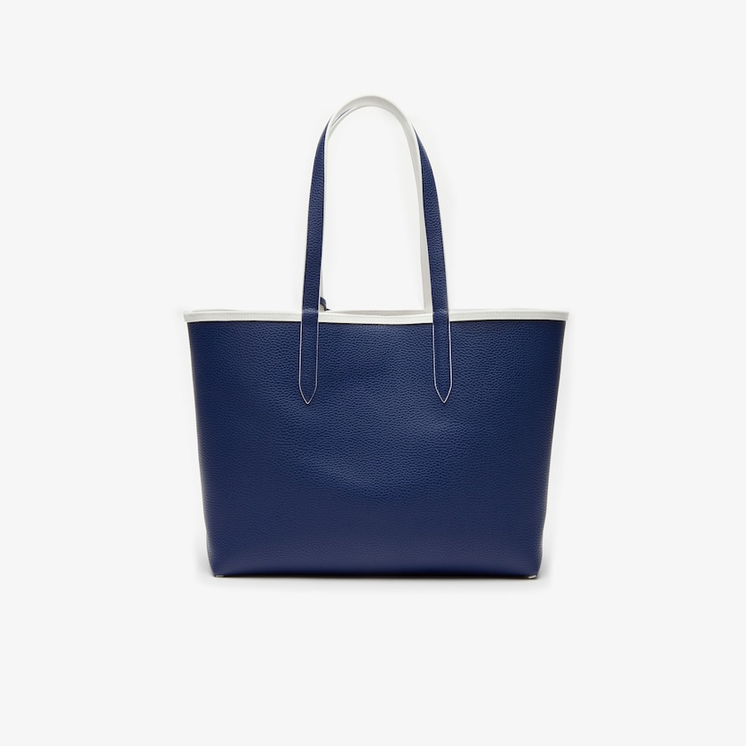 Women's Lacoste White / Navy Blue Tote Bags Anna Removable Pouch Coloured Design RR8-43844J5