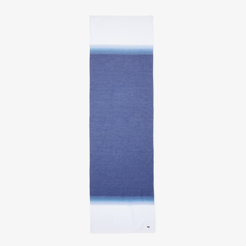 Women's Lacoste White / Navy Blue Scarves Made In France Gradated Print Organic Cotton JD7-45574O2