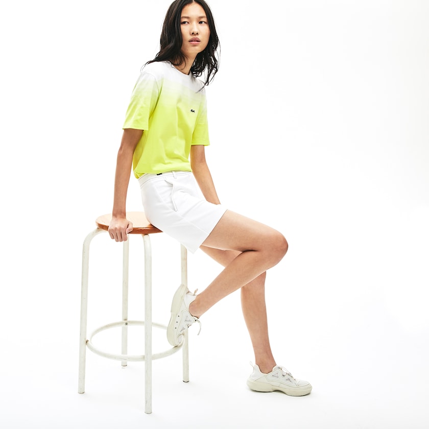 Women's Lacoste White / Navy Blue Shorts Made in France Contrast Stitching WY8-16431A2