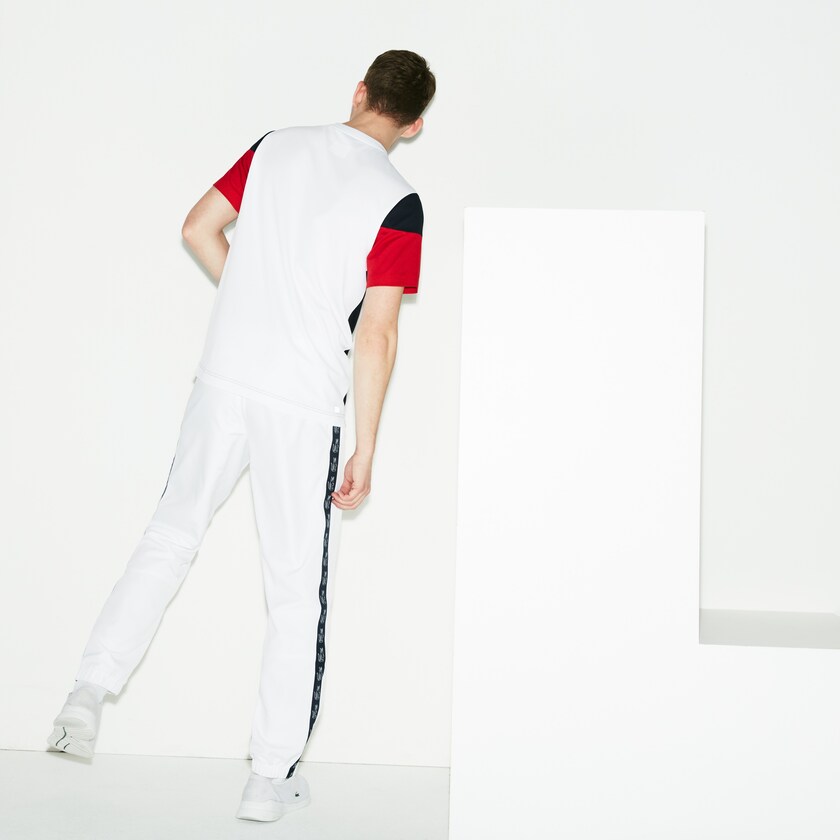 Men's Lacoste White / Navy Blue Sweatpants SPORT Band Tennis VV0-48654R0