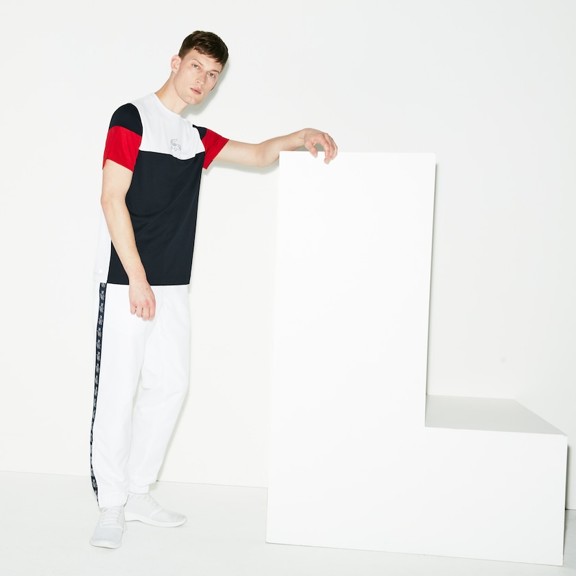 Men's Lacoste White / Navy Blue Sweatpants SPORT Band Tennis VV0-48654R0
