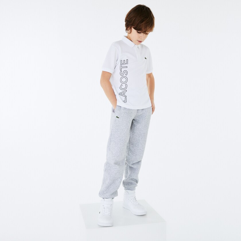 Kids' Lacoste White / Navy Blue Polo Shirts SPORT Branded Breathable Piqué NM9-46384D5