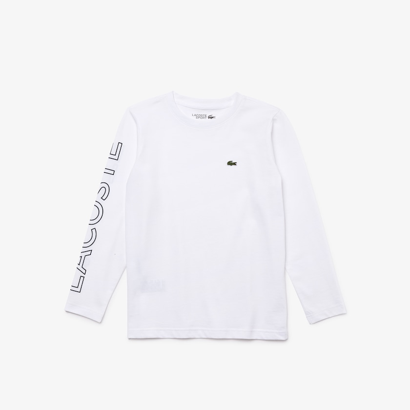 Kids' Lacoste White / Navy Blue T Shirts SPORT Breathable Cotton JK9-90199N5