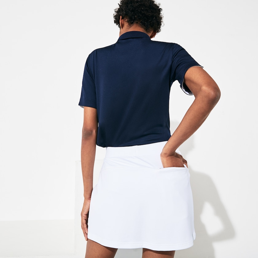 Women's Lacoste White / Navy Blue Skirts SPORT Built-in Shorty Breathable Stretch Golf TE7-07340M3