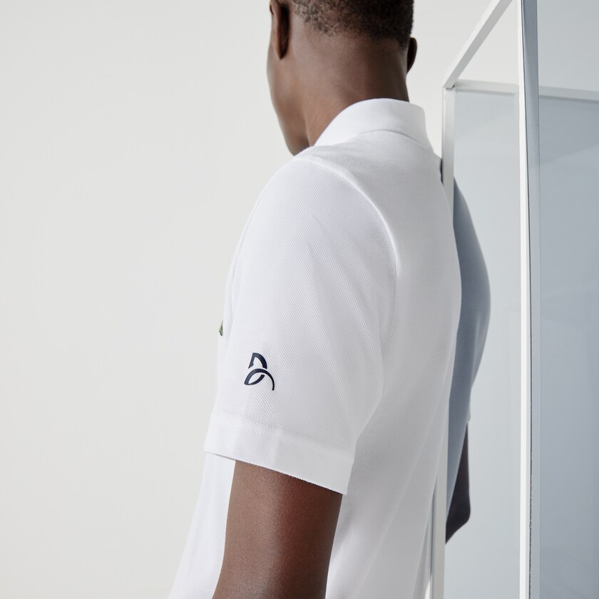 Men's Lacoste White / Navy Blue Shirts SPORT Collab Youssef SY Cotton Piqué Polo NJ2-35273N6