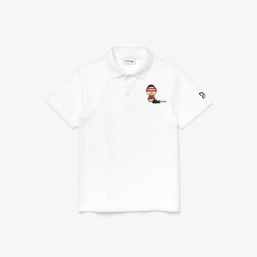 Kids' Lacoste White / Navy Blue Polo Shirts SPORT Collab Youssef Sy Embroidered Piqué VE3-60656D5