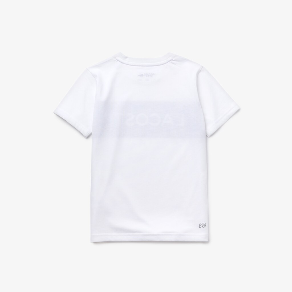 Kids' Lacoste White / Navy Blue T Shirts SPORT Lettering Cotton Jersey EG1-56645Y9