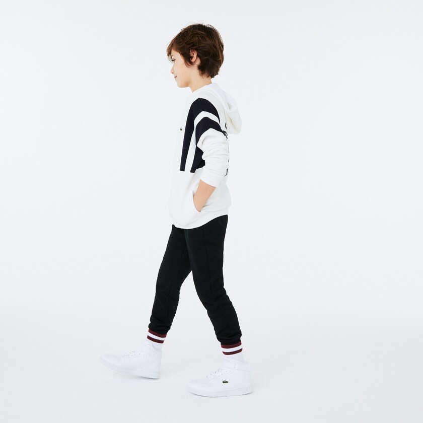 Kids' Lacoste White / Navy Blue Sweatshirts Vintage Style Hooded Fleece Zip EE6-04440Z0