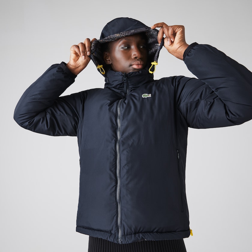 Women's Lacoste White / Navy Blue Jackets x National Geographic Print Quilted SH2-19141C3